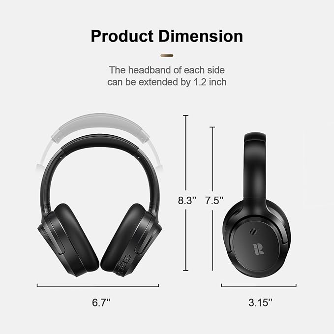 Calmbee Bluetooth Headphones, Hybrid Active Noise Cancelling Wireless Headphones Over Ear with Microphone, Up to 140H Playtime, Transparency Mode, Deep Bass, Clear Calls, Comfort fit for Travel, Home