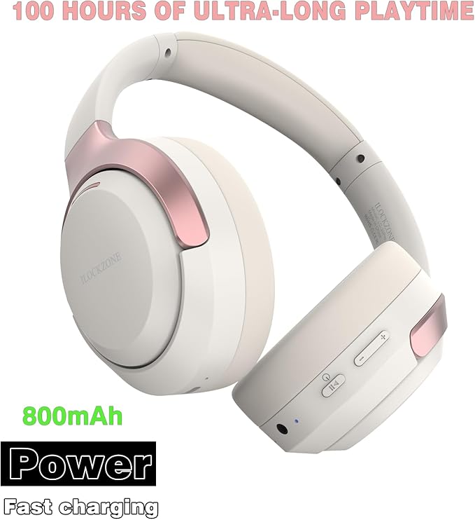 LC30Pro Hybrid Active Noise Cancelling Headphones, 100H Playtime Bluetooth Headphones, HiFi Audio Wireless Headphone with Foldable Design (Beige White), Gifts