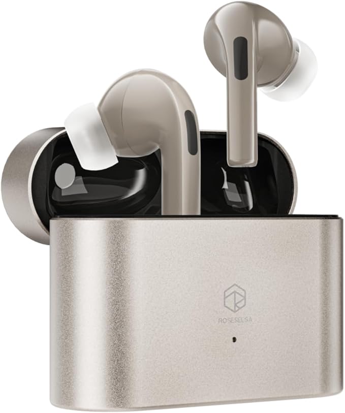ROSESELSA EARFREE-i5 TWS Earbuds Hybrid Active Noise Cancellation Headphones LDAC HiFi Sound Wireless Earphones 48dB ANC IPX5 Bluetooth 5.3 Game Mode 54ms (Champagne)
