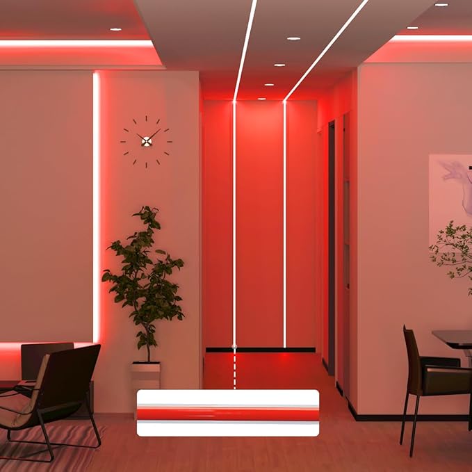 BTF-LIGHTING FCOB COB LED Strip Red Color 5mm Width UL Listed Super Narrow Flexible Uniform Light DC24V 16.4FT CRI 90+ Dimmable LED Ribbon for Bedroom Home Indoor Decor(No Adapter or Controller)