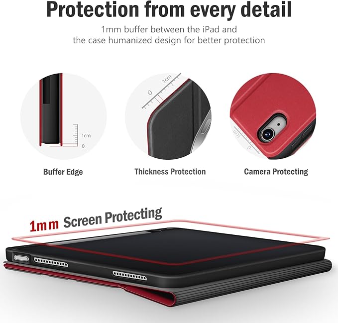 Antbox for iPad Air 13 Inch Case 2026 M4 /2025 M3 /2024 M2, Built-in Pencil Holder, Fully Supports Pencil Pro and Pencil (USB-C), Auto Sleep/Wake Function PU Leather iPad Air 13'' Cover (Red)