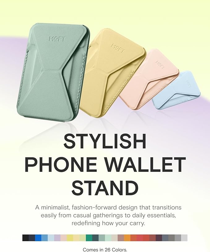 MOFT Magnetic Wallet Stand Compatible with iPhone 17/16/15/14/13/12 Series, Angle Adjustment & Magsafe Compatible MOVAS Phone Stand,Seafoam
