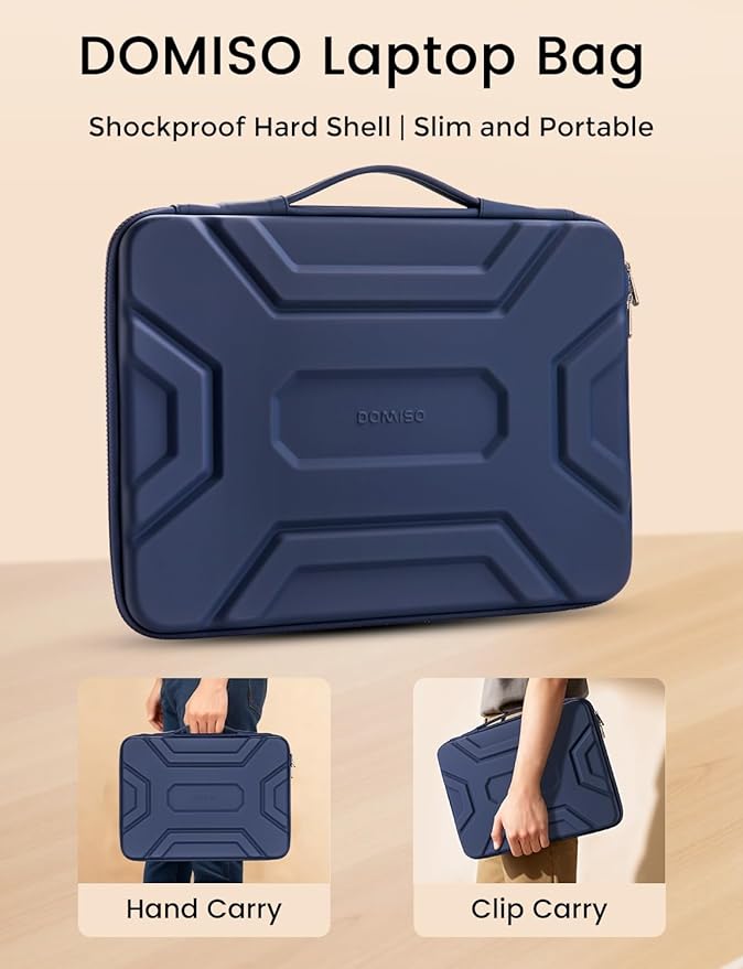 DOMISO 17 inch Laptop Sleeve with Handle, Shockproof and Waterproof EVA Protective Laptop case, Laptop Sleeves for 17.3" HP Dell Asus Laptop, Dark Blue