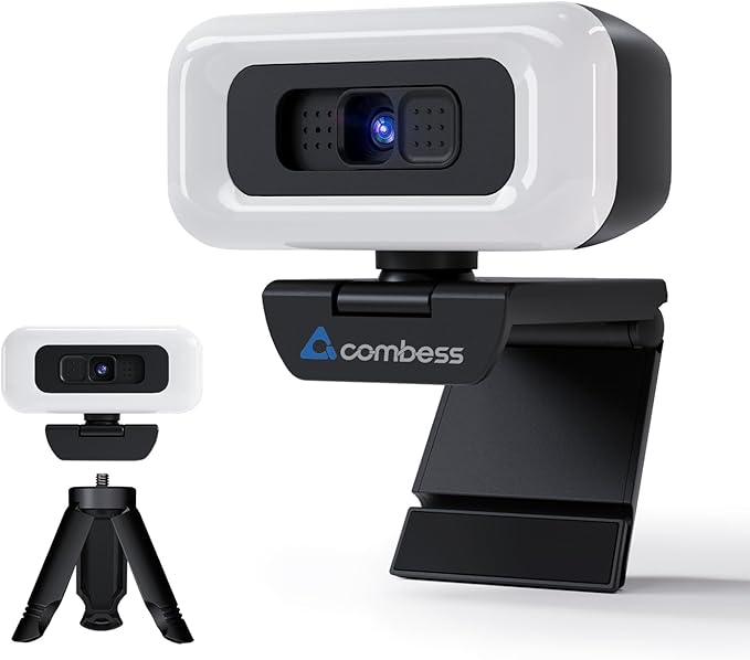 Webcam for PC - PC Camera Webcam 1080P, Desktop Computer Web cam with Privacy Shutter and Tripod Autofocus, Dual Noise-USB Plug&Play,Cancelling Mics,Auto Light Correction,