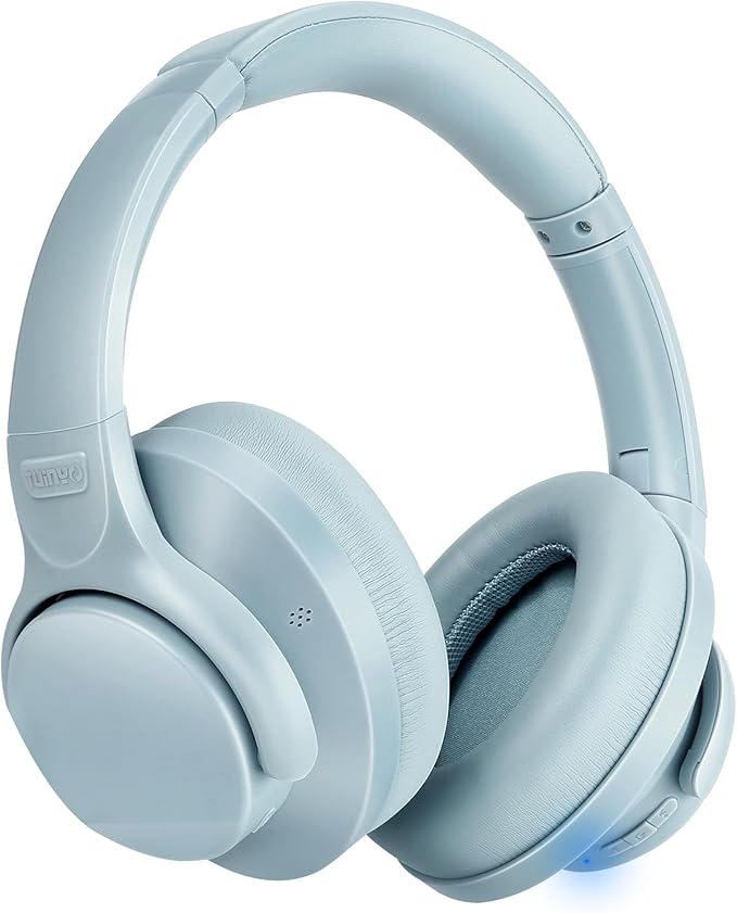 TUINYO Bluetooth Headphones Wireless, Over Ear Stereo Wireles Headset 40H Playtime with deep bass, Soft Memory-Protein Earmuffs, Built-in Mic Wired Mode PC/Cell Phones/TV-Dark Grey