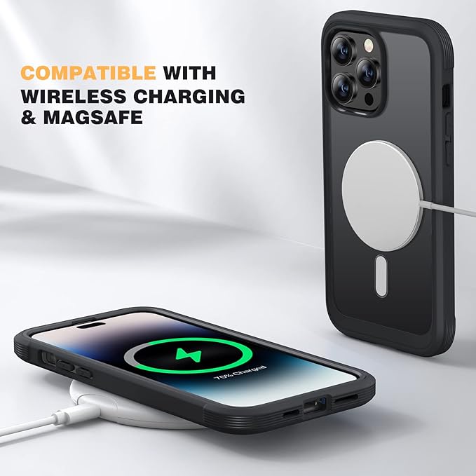 Diaclara Magnetic Designed for iPhone 14 Pro Max Case, Full Body Rugged Case with Built-in Privacy Touch Sensitive Anti-Scratch Screen Protector, with Camera Lens Protector, Black