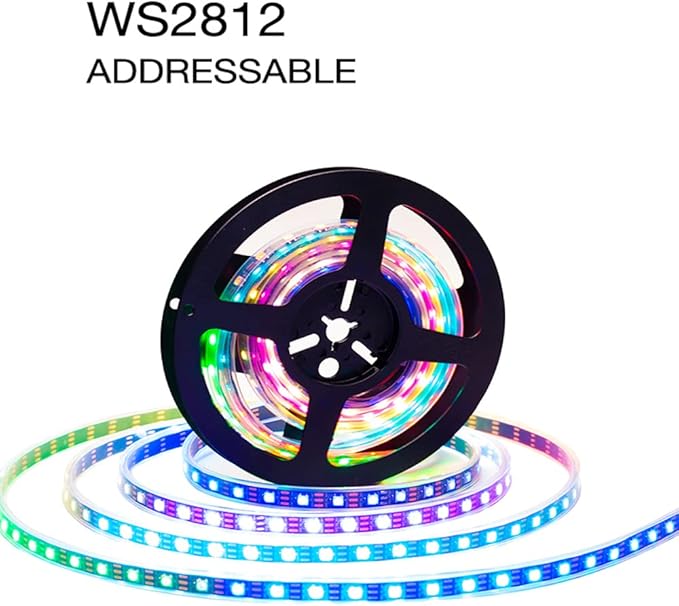 WS2812B LED Strip Individual Addressable Light 60Pixels/m SMD 5050 RGB Pixel Strip DC5V (16.4FT 300LEDS Waterproof IP65, White PCB)
