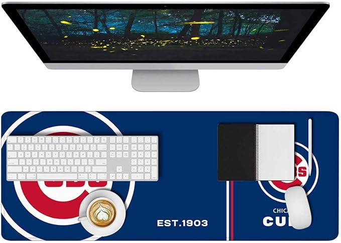 Baseball Mouse Pad Extended Large Gaming Desk Pad 31.5 x 11.8 Inch, XL Mousepad Topographic Mouse Pad with Anti-Slip Rubber Base for Chicago Home Office