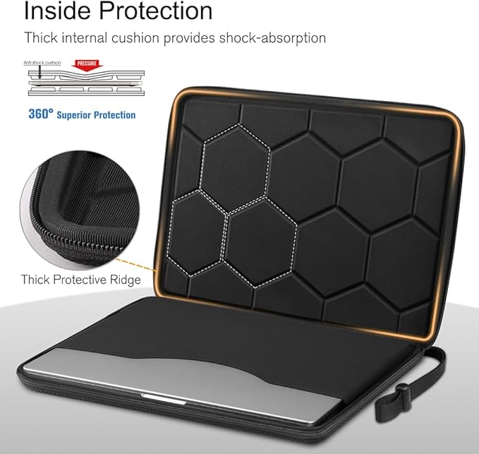 FINPAC 15.6-inch Hard Laptop Sleeve Case Compatible with 15.6 Inch Acer Aspire, Shockproof Computer Carrying Case for HP Dell Razer Samsung Laptop Chromebook, Black
