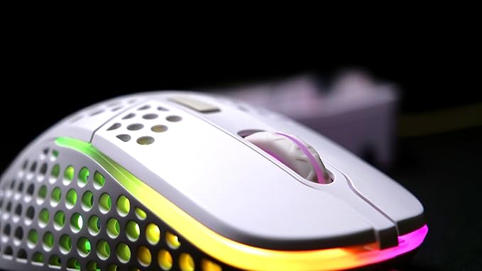 Xtrfy M4 RGB, Ultra-Light Wired Gaming Mouse, Ergonomic Design for Right-Handers, Cutting-Edge Pixart 3389 Sensor, Adjustable RGB Lighting, White Edition