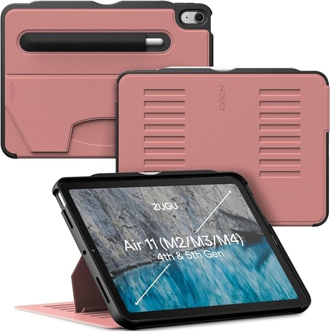 ZUGU CASE for iPad Air 11 M4 2026/M3 2025/M2 2024 iPad Air 4 & 5 10.9 Inch (2020/2022) - Protective, Ultra Thin, Magnetic Stand, Sleep/Wake Cover with Apple Pencil Charging & Storage - Desert Rose