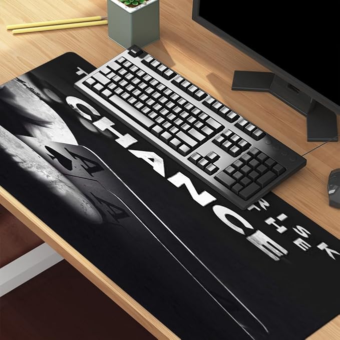 Take The Chance Motivational Desk Mat Black,Inspirational Large Mouse Pad 31.5"x15.7" Extended Gaming Mouse Pad Mat with Non-Slip Base Stitched Eges Mousepad for Computer,Keyboard Laptop