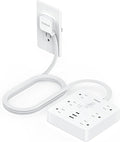 TESSAN 5Ft White Extension Cord with Multiple Outlets, Surge Protector Power Strip with 6 Outlets and 3 USB Ports (1 USB C), 1700 Joules Protection, Flat Plug, Outlet Extender for Home, Office, Dorm