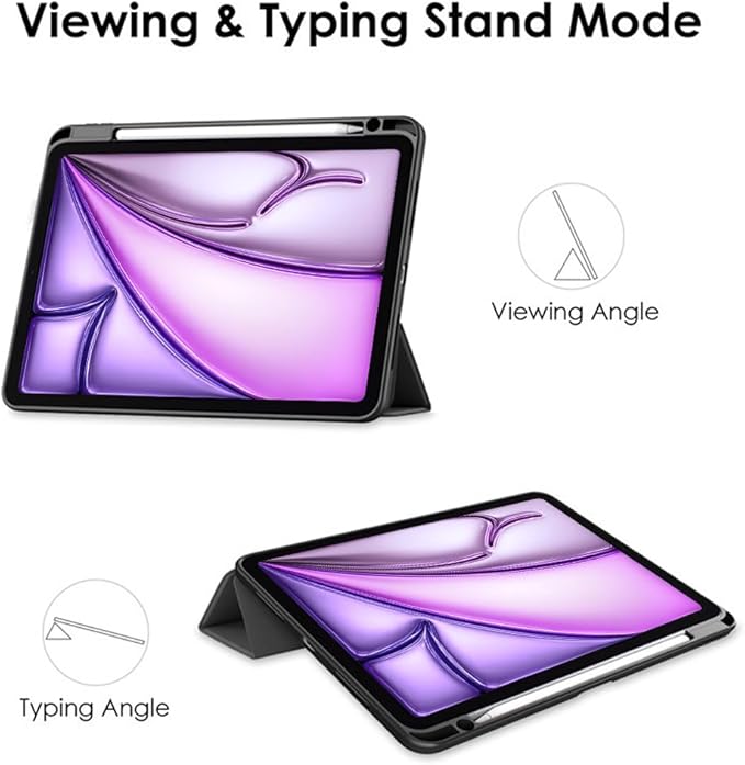 Clear Case for iPad Air 13 Inch (M4 2026/M3 2025/M2 2024)&iPad Pro 12.9 6th/5th/4th/3rd Gen (2018-2022) with Pencil Holder, Magnetic Trifold Smart Stand Cover Auto Wake Sleep (Black)