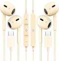2 Packs USB C Headphones for iPhone 16/15 Phone Earbuds with Microphone & Volume Control HiFi Stereo Type C Earphones for Galaxy S23/S22/S21/S20/Ultra Note 10/20, for Pixel 7/6/6a/5/4,for OnePlus 9 8