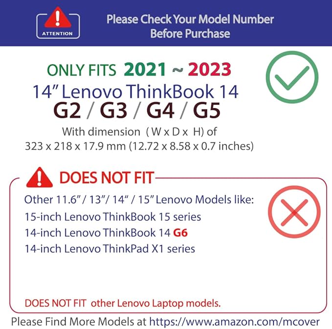 mCover Case ONLY Compatible for 2021~2023 14" Lenovo ThinkBook 14 G2 / G3 / G4 / G5 Series Notebook PC (NOT Working with Other Lenovo Models) - Purple