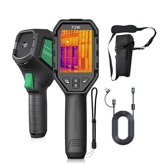 F2W Thermal Camera 640x480 Super Resolution, Thermal Imaging Camera 256x192 IR Resolution, IntellFault Intelligent Scene,3.2" Screen,25Hz,-4°F to 1022°F,App Image Transfer & PC Analysis,Case