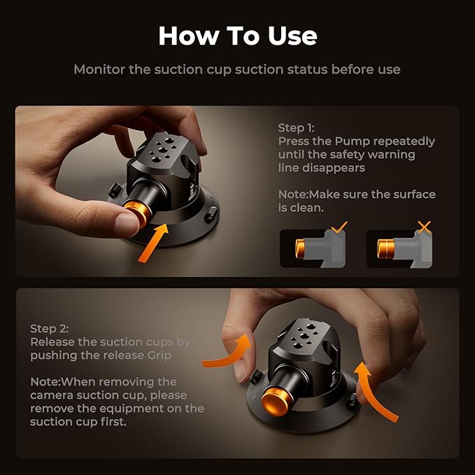 K&F CONCEPT Triple Suction Cup Car Mount for Camera, Heavy Duty 3-in-1 Kit with 15° Curved Surface Adjustment, Extension Pole & Phone Holder, Compatible with Insta360 X5/X4 GoPro DJI Action 5/4/3/2