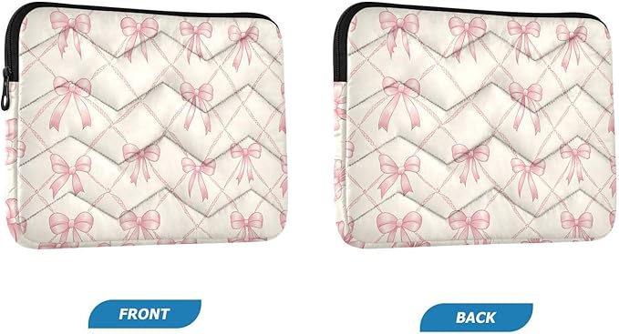 Laptop Case Sleeve, Pink Bow Plaid Checkered Pattern Shockproof Protective Computer Carrying Cover, Briefcase Handbags 13-13.3inch Laptop Sleeve Bag