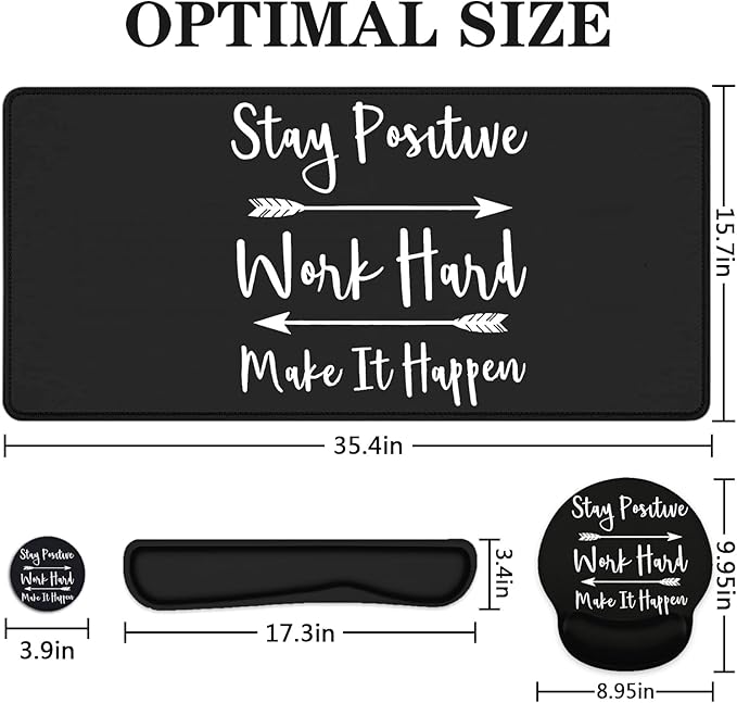LATEEFAH Mouse Pad with Wrist Rest, Large Mouse Pad, Ergonomic Gaming Desk Pad Keyboard Wrist Rest Set, 4-in-1 Desk Mat Keyboard Mat for Home, Office