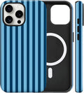 Magnetic for iPhone 12 Pro Max Case Cute Stripes Phone Case, Shockproof Slim TPU and Hard PC Protective Phone Cover Compatible with MagSafe Designed for Women Girls, Lake Blue