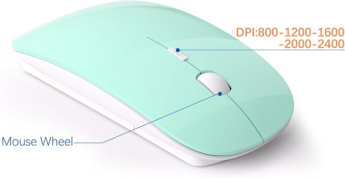 TopMate Wireless Keyboard and Mouse Ultra Slim Combo, 2.4G Silent Compact USB 2400DPI Mouse and Scissor Switch Keyboard Set with Cover, Batteries Included, for PC/Laptop/Windows/Mac - Mint Green