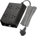 Addtam Surge Protector Power Strip, 8 Widely Outlets with 4 USB Ports (2 USB C), 10ft Extension Cord with Multiple Outlets, 3 Side Outlet Extender, Flat Plug, Wall Mount, ETL, Black