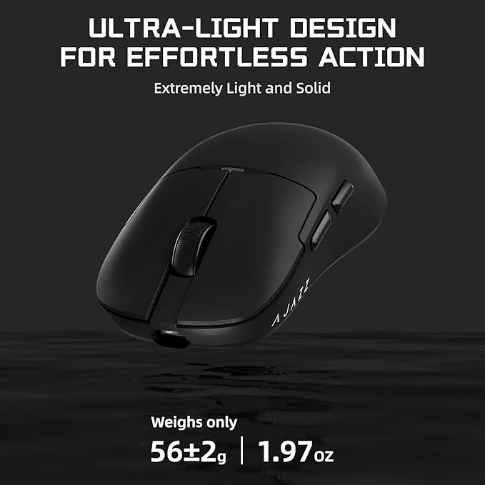 Yindiao AJAZZ AJ159 APEX Wireless Gaming Mouse with Magnetic Charging Base, 56g Lightweight BT/2.4G/USB-C Wired Mouse, PAW3950APEX 42K DPI Optical Sensor, Programmable Buttons for PC/Mac/Win(Black)