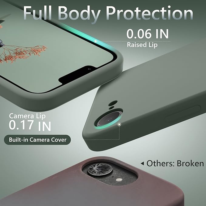 FireNova Magnetic for iPhone 17e Case/iPhone 16e Case, Compatible with MagSafe, [Silicone Camera Protection] Microfiber Lining Phone Case, 6.1", Calke Green