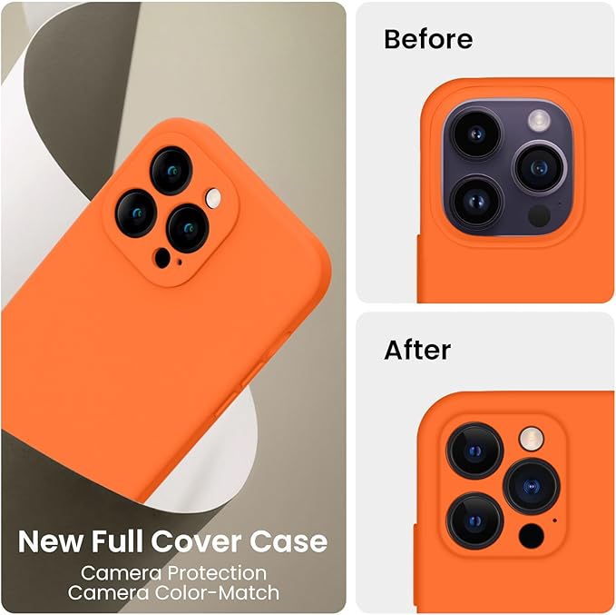 FireNova Designed for iPhone 14 Pro Max Case, Silicone Upgraded [Camera Protection] Case, Soft Anti-Scratch Microfiber Lining Inside, 6.7 inch, Neon Orange