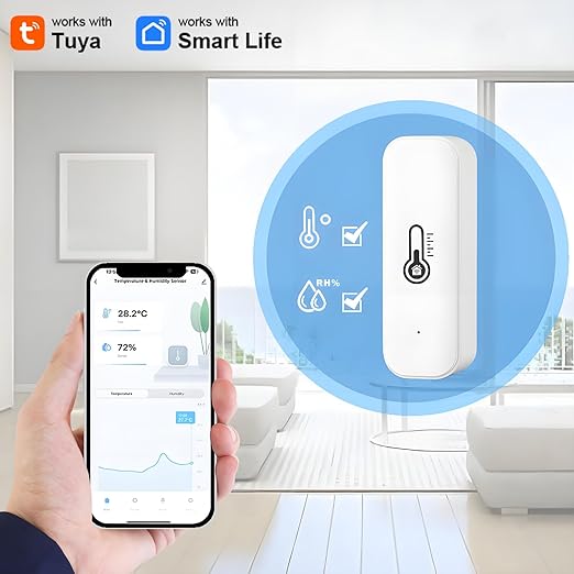 2.4GHz WiFi Temperature Sensor Humidity Detector Indoor Hygrometer Thermometer Work with Tuya App