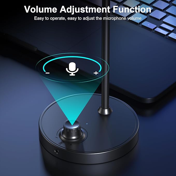 Aokeo USB Desktop Microphone, Computer Microphone for PC with Noise Cancellation & Click to Mute Function for Recording, Gaming, Podcasting, Streaming, YouTube, Mac, Laptop