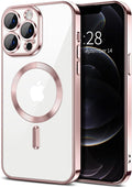 Hython Magnetic Clear for iPhone 12 Pro Case with Camera Lens Protector [Compatible with MagSafe] Luxury Plating Edge Slim Soft TPU Cover Protective Phone Case for iPhone 12 Pro 6.1", Pink