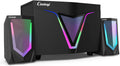 2.1 USB-Powered Computer Speaker with Subwoofer,PC Speakers with subwoofer-Dual 4.7'' mid-Treble Full-Range Satellites for PC,Speaker with Dynamic RGB,Up to 16W, 3.5mm Inputs