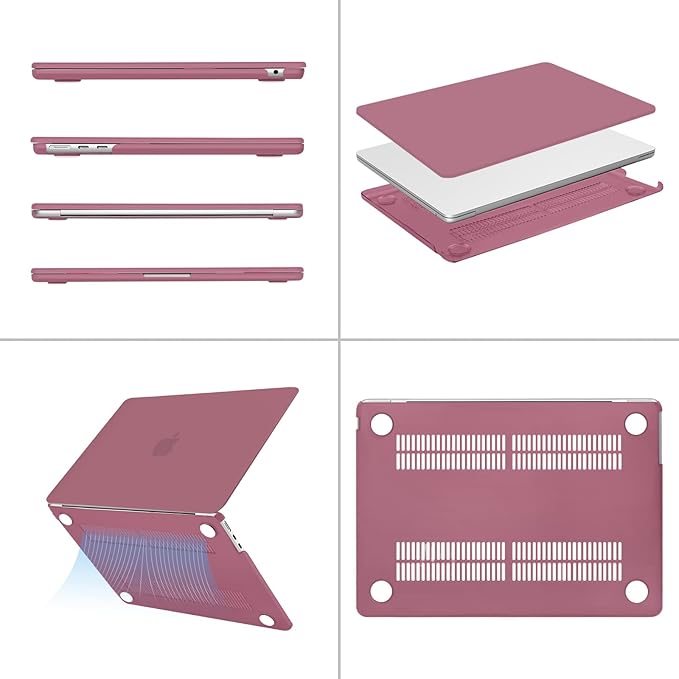 MOSISO Compatible with MacBook Air 13 inch Case M5 2026 M4 2025 M3 M2 2024-2022 A3449 A3240 A3113 A2681, Scratches-Resistant Protective Hard Shell for MacBook Air 13.6 inch Case, Dusty Rose