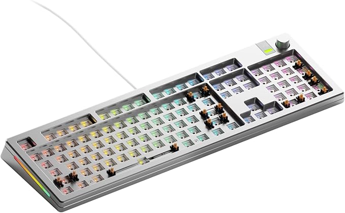 GLORIOUS Gaming - GMMK 3 PRO Barebones Custom Keyboard Kit w/Knob, Custom Modular Aluminum Body & Gasket System, Hotswappable 100% Keyboard, Sound Dampening Foam, Aluminum Switch Plate ANSI (Silver)