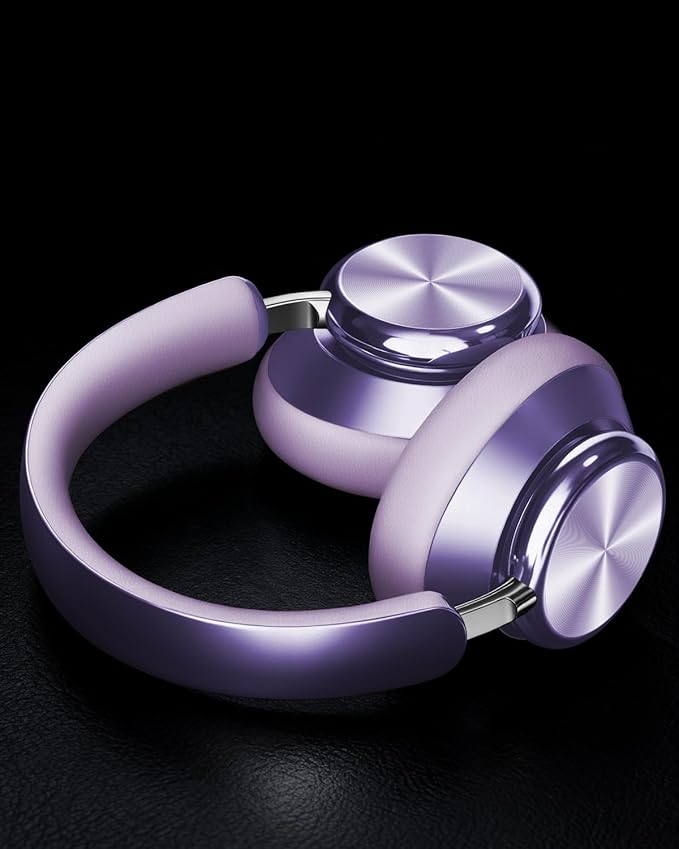 Wentronic Y03 Bluetooth Headphones Wireless Active Noise Cancelling Over Ear Headphones 48 Hours Playtime High Sound Quality 6 EQ Music Mode Headphones with Soft Ear Cushion - Purple