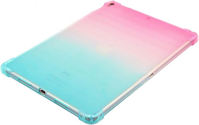 Translucent Frosted TPU Back Case for Apple iPad Air 3 (3rd Gen) 10.5" 2019 and iPad Pro 10.5" (2017) Gradient Color Impact Resistant Corner Protection Shockproof Cover, Pink & Green