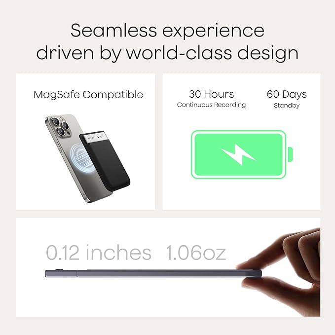 Plaud Note AI Voice Recorder, Note Taker w/Case, App Control, Transcribe & Summarize with AI, Support 112 Languages, for Meetings, Calls, Lectures, Professionals, Teams, Black, Non-Pro Version