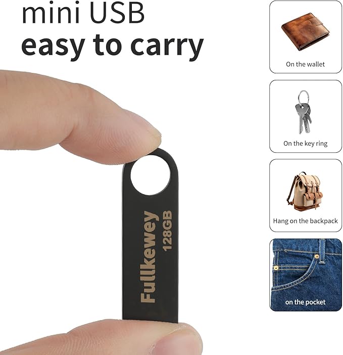 16G/32G/64G/128G Flash Drive, Fullkewey Sleek Metal USB 2.0, Metal Waterproof Compact Pen Drive,Thumb Drive, High Speed Memory Stick for PC Laptop Computer (Gold, 64, GB)
