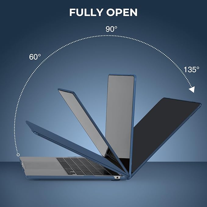 EooCoo Hard Case Compatible with MacBook Air 13.3 inch M1 Chip 2021-2018 with Retina Display, Air 13.3 inch Plastic Protective Case + Transparant Keyboard Cover + Screen Protector, Crystal Midnight