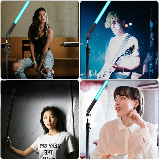 LED Light Sticks RGB Light Wand, Photography Light Stick LED Video Lighting Kit 9 Color Modes, with 26.2" to 78.7" Tripods, Adjustable 3200K-5600K, Pack of 2 [Upgraded]