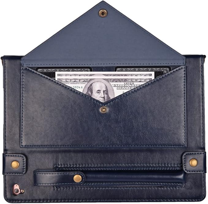 Handbag Case for Apple iPad 5/iPad 6 9.7", iPad Air 1st/2nd Generation Cases, Techcircle Folio Stand Crossbody Wallet Case with Pencil Holder, Hand Strap & Shoulder Strap Soft Protective Cover, Navy