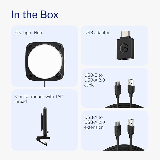 Elgato Key Light Neo (Black) – Professional Video Call Light, No Glare, Adjustable Monitor Mount, Manual or Wi-Fi Control, Office/Streaming, Teams/Zoom/Slack/Twitch/YouTube – Laptop, PC, Mac