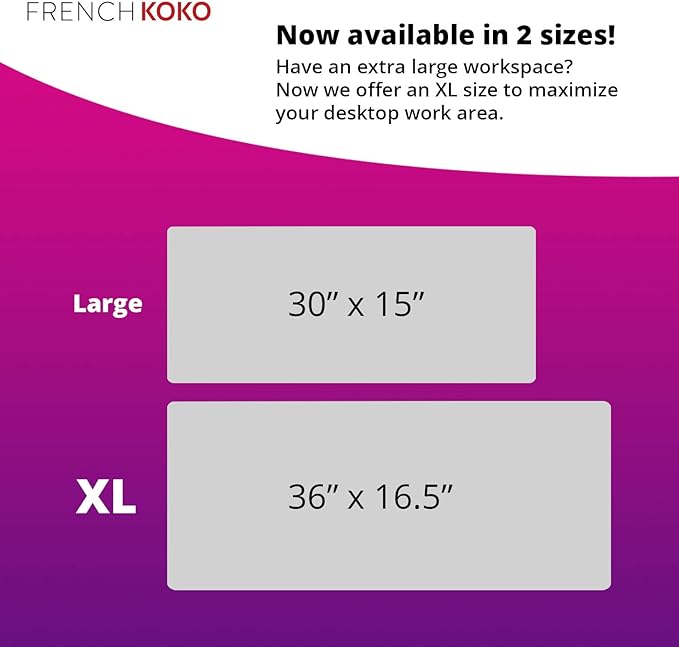 French KOKO Large Mouse Pad Desk Mat Keyboard Pad Desktop Home Office School Essentials Decor Big Extended Laptop Protector Accessories Pretty Mousepad Women Girls XL Deskpad Marble XL 36" x 16.5"