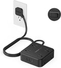 TESSAN Surge Protector Power Strip, 5 Ft Flat Plug Extension Cord with 3 USB (1 USB C) 8 Outlets, 1250W, 900J Protection, 3 Sided Outlet Extender with Power Switch for Office, Dorm Room, Black