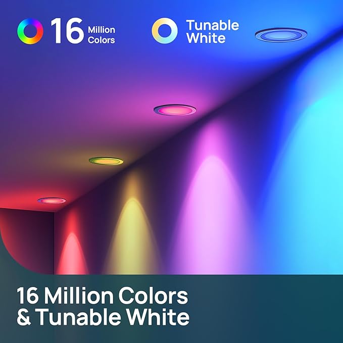 Linkind Matter Smart Light Bulb, BR30 Smart Bulbs, Recessed LED Color Changing Light Bulbs RGBTW, E26 Smart Flood Light Bulbs 650LM 60W Work with Alexa, Apple Home, Google Home, SmartThings, 4Pack