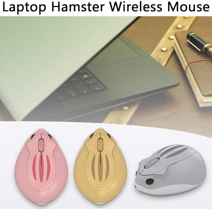 2.4GHz Wireless Mouse Cute Hamster Shape Less Noice Portable Mobile Optical 1200DPI USB Mice Cordless Mouse for PC Laptop Computer Notebook MacBook Gaming Kids Girl Men Women Adults Gift (Pink)
