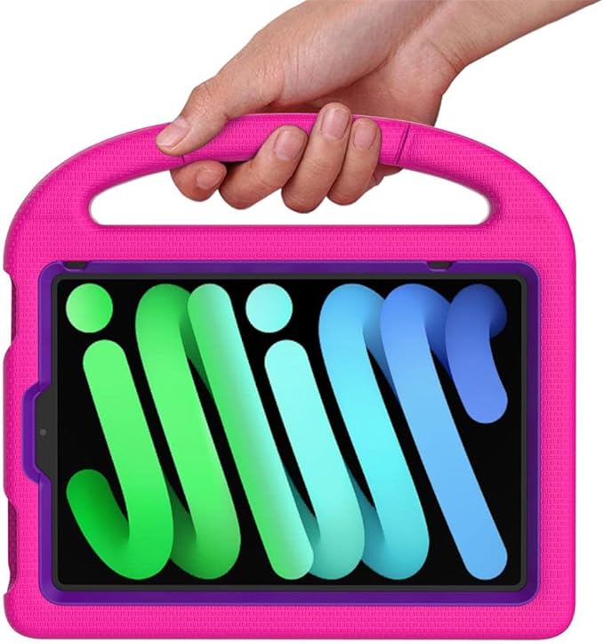 SUPLIK Kids Case for iPad mini 7 (A17 Pro) 2024 & iPad mini 6 2021, 8.3-inch iPad mini 6th/7th Generation Case with Screen Protector, Durable Shockproof Kids Cover with Handle Stand, Pink&Purple
