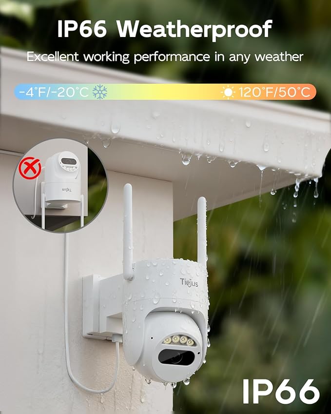5G/2.4G Security Camera Outdoor, 3MP Wired Cameras 24/7 Recording, Plug-in Power, 360° View, Motion Tracking, Alexa, 2-Way Audio, IP66, Color Night Vision, SD/Cloud Storage(2 Pack)